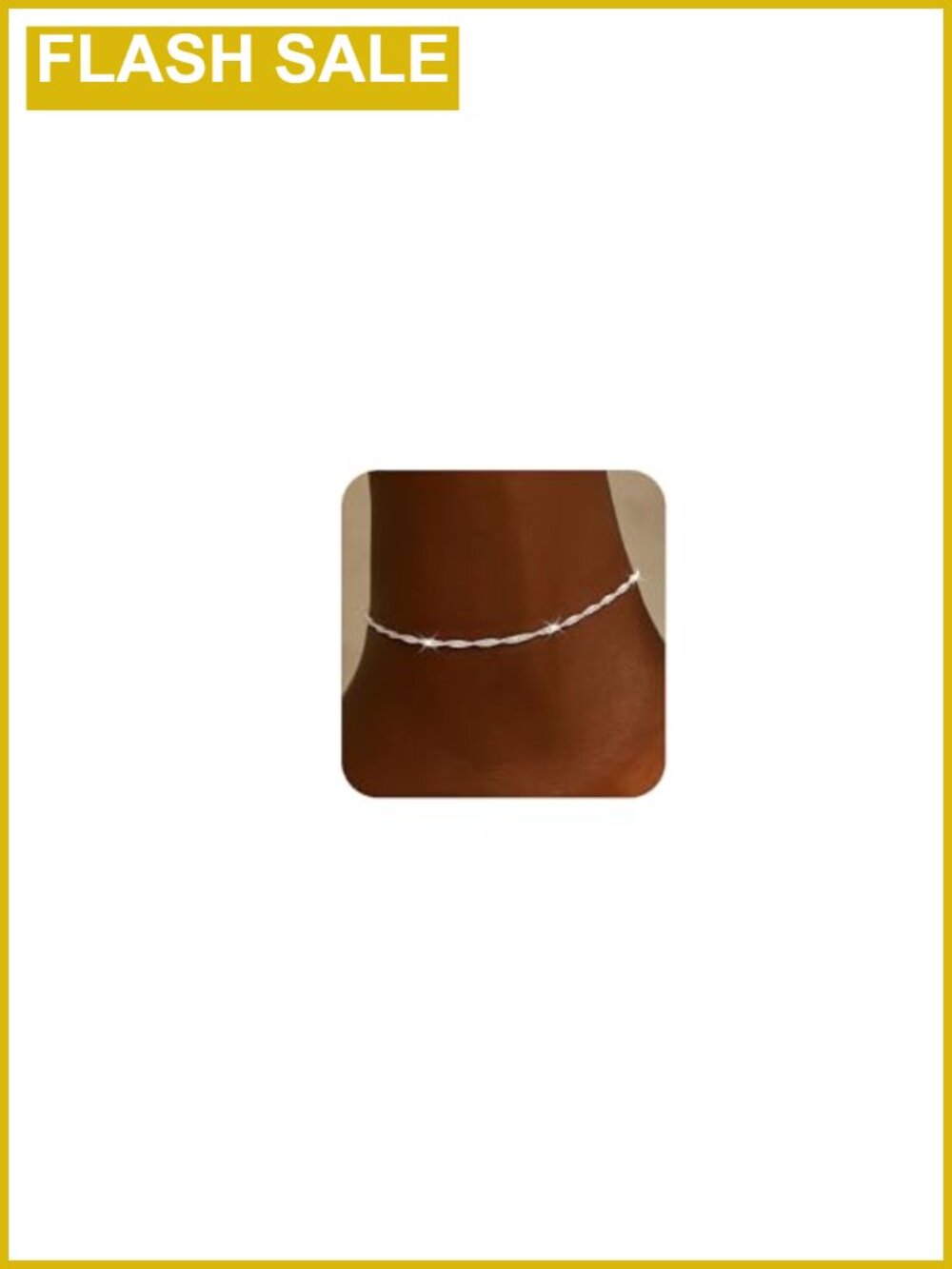 14K Silver Plated Twist Bead Chain Ankle Bracelet Waterproof Adjustable